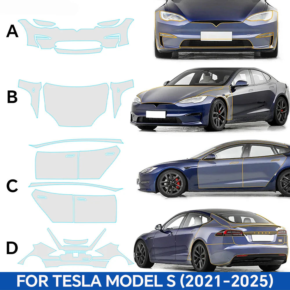 Tesla Model S 2021–2025 Pre-Cut Matte TPU Paint Protection Film | Full Body PPF Kit