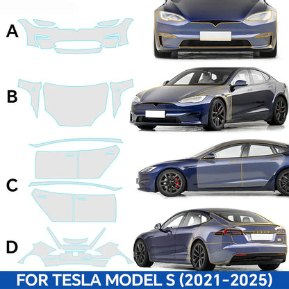 Tesla Model S 2021–2025 Pre-Cut Matte TPU Paint Protection Film | Full Body PPF Kit