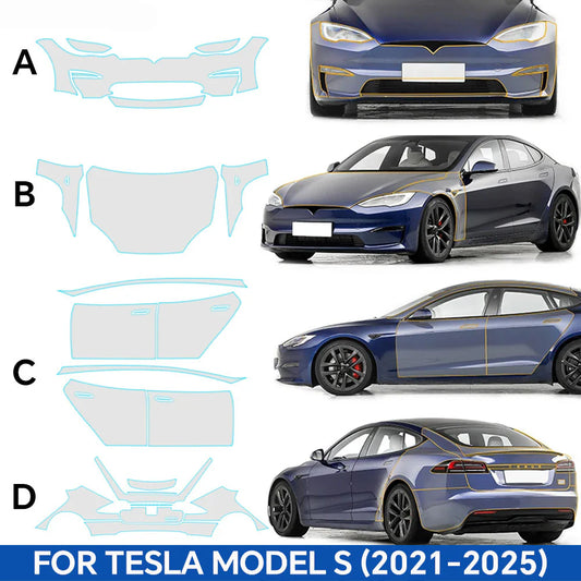 Tesla Model S 2021–2025 Pre-Cut Matte TPU Paint Protection Film | Full Body PPF Kit