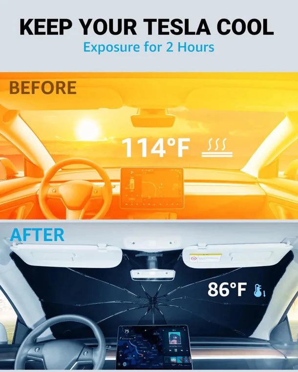UV Protection Front Windshield Sunshade Umbrella for Tesla Model 3 / Model 3 Highland / Model Y / Model Y Juniper