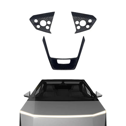 Real 3K Carbon Fiber Steering Wheel Panel Covers (3PCS) for Tesla Cybertruck – OEM Precision Fit, Lightweight Interior Trim Upgrade