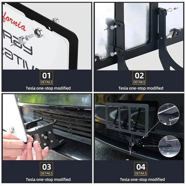Aluminum Alloy Anti-Theft License Plate Frame with Lock for Tesla Model 3 (2020–2024) & Model Y (2020–2024)