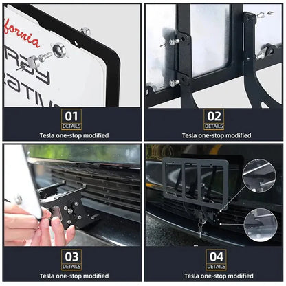 Aluminum Alloy Anti-Theft License Plate Frame with Lock for Tesla Model 3 (2020–2024) & Model Y (2020–2024)