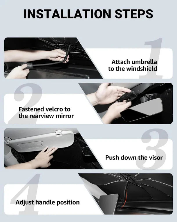 UV Protection Front Windshield Sunshade Umbrella for Tesla Model 3 / Model 3 Highland / Model Y / Model Y Juniper