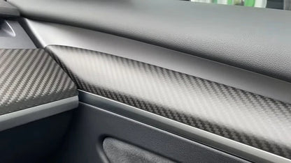 Real Carbon Fiber Front Door Trim Cover Interior Decoration for Tesla Model 3 (2020–2024) & Model Y (2020–2024)
