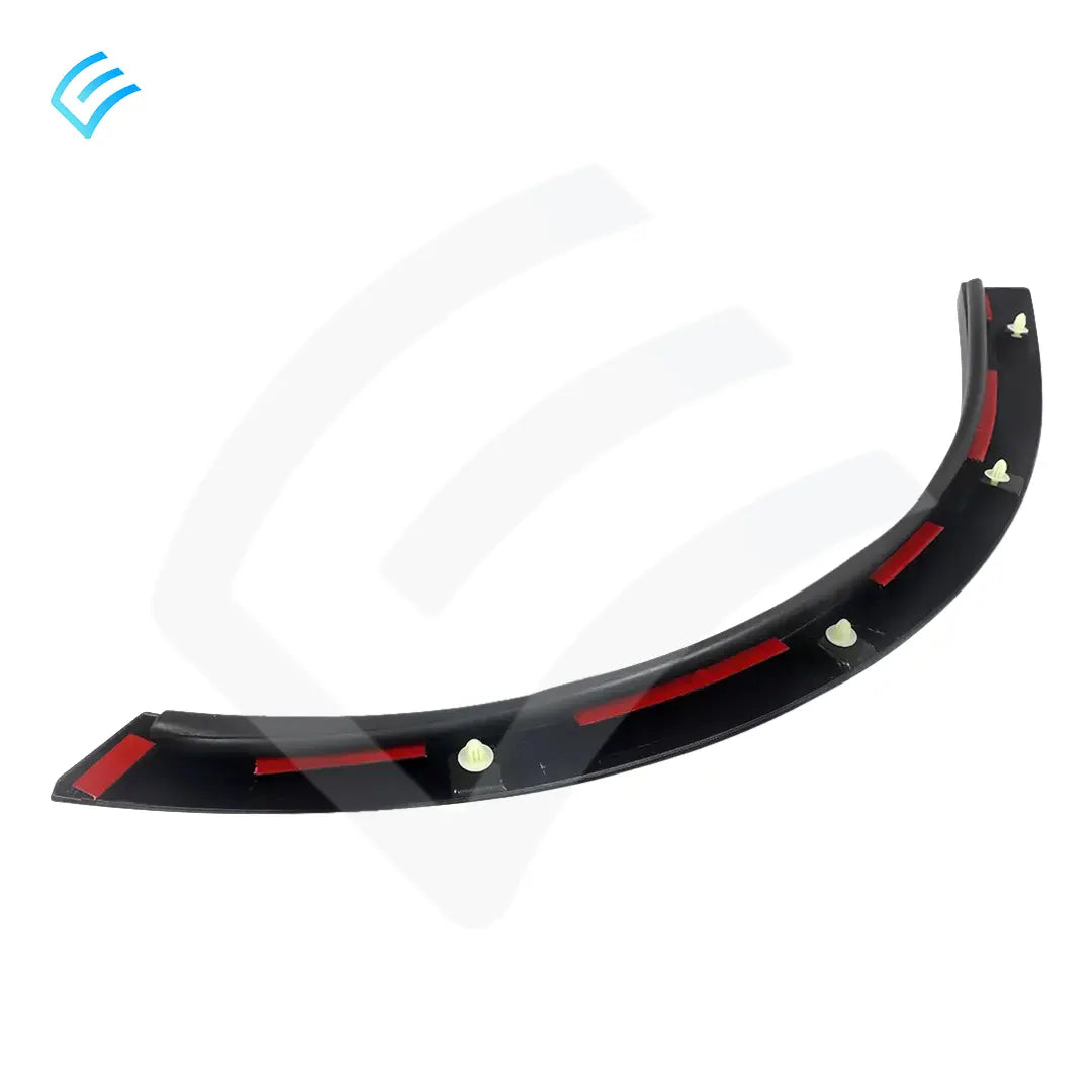 Rear side of RH wheel arch cladding with adhesive strips and mounting clip points