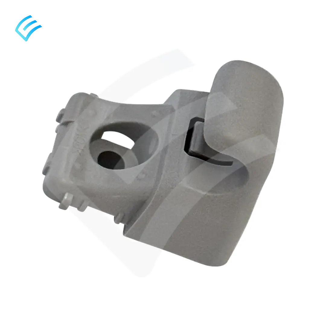 OEM Tesla Model 3 sun visor check base mount bracket 1090079-00-B, angled exterior view