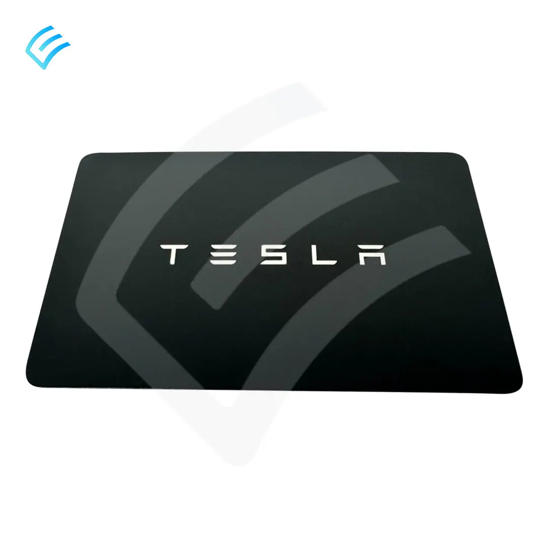 OEM Tesla Model 3 NFC key card replacement, front view with TESLA logo on black card