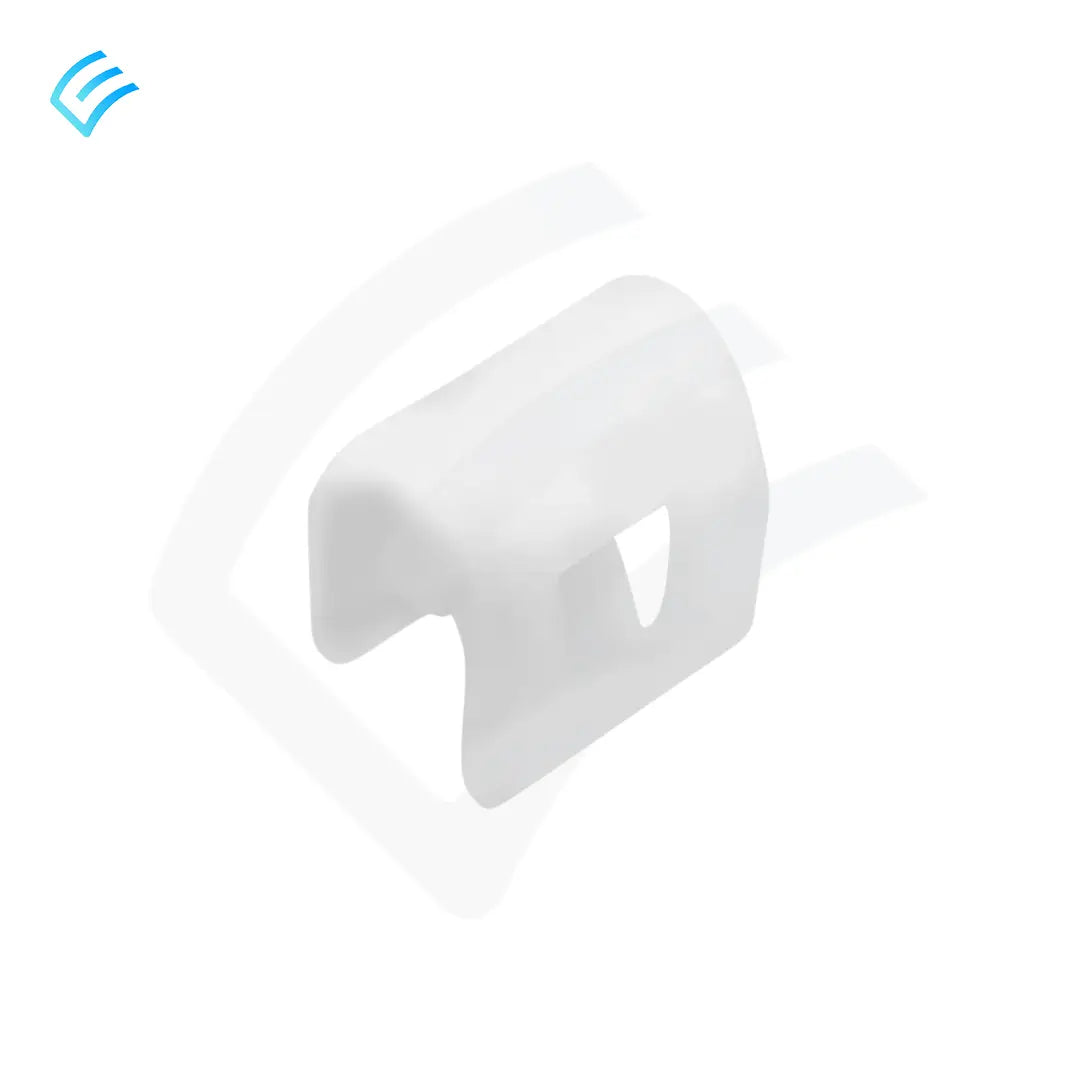 Tesla Model 3 OEM 1125147-00-A cowl screen clip, angled view showing U-shaped snap channel