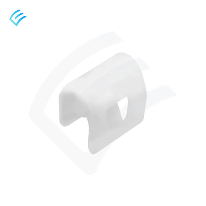 Tesla Model 3 OEM 1125147-00-A cowl screen clip, angled view showing U-shaped snap channel
