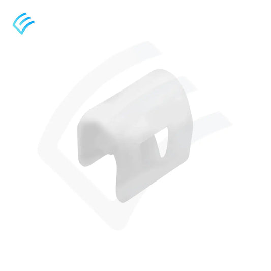 Tesla Model 3 OEM 1125147-00-A cowl screen clip, angled view showing U-shaped snap channel