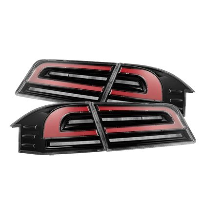 AlphaRex LUXX-Series LED Tail Lights Black/Red for Tesla Model S 2012-2021 – Full LED Sequential Signals & Activation Lights