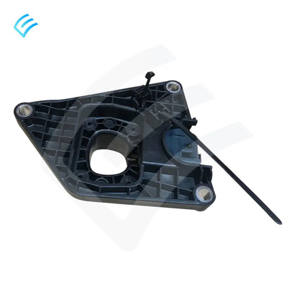 Rear side of Tesla latch sub-assembly mounting bracket with ribbed reinforcement and three bolt holes