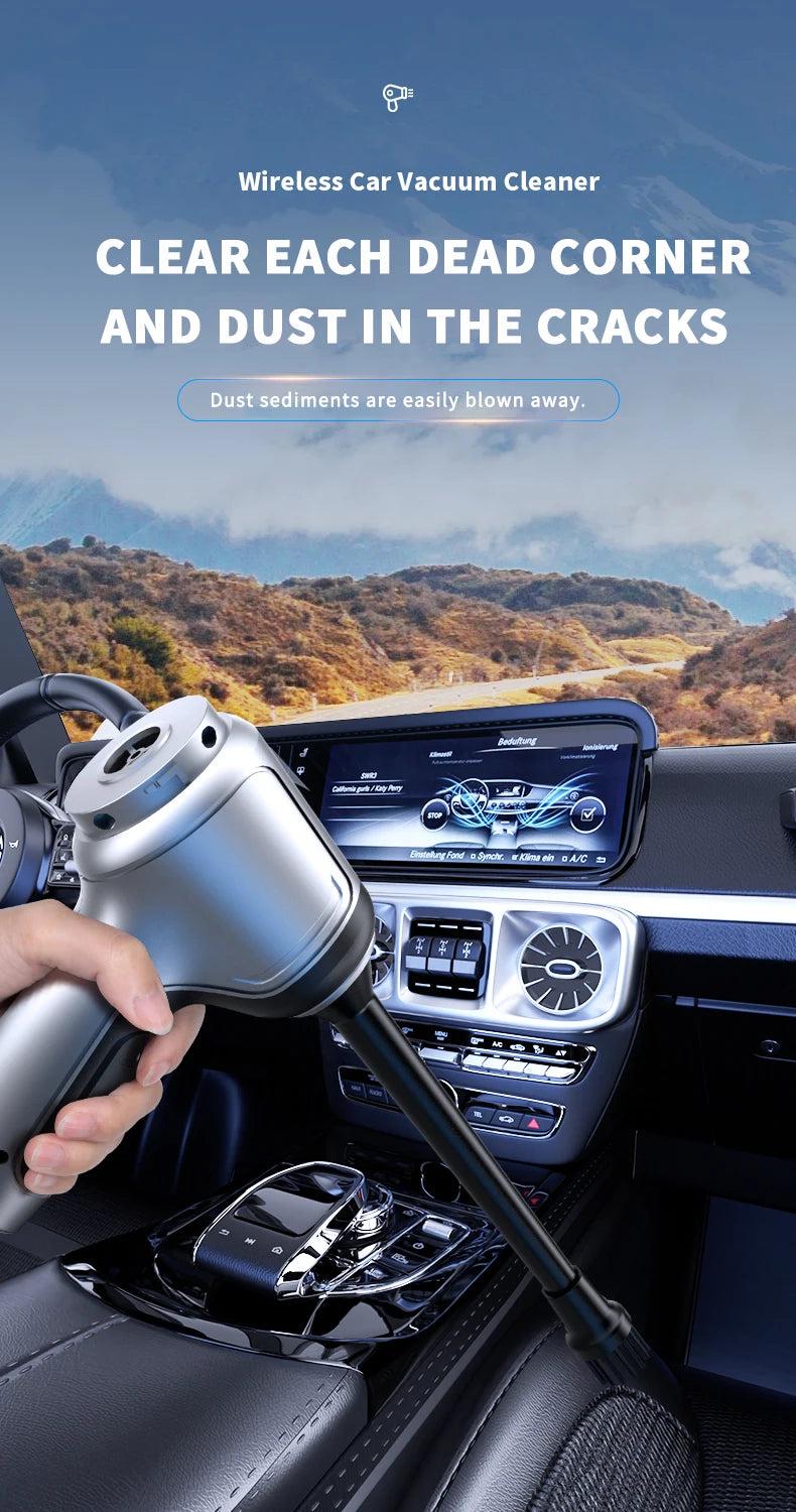 15000Pa Wireless Car Vacuum Cleaner, Easily clean car interior with wireless vacuum cleaner for hard-to-reach areas.