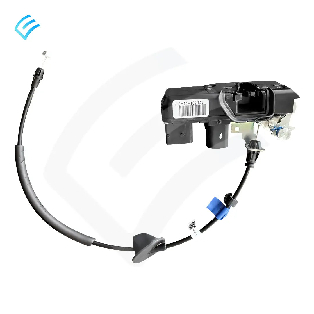 Tesla Model S front right door latch assembly 1607991-00-E with release cable and blue connector