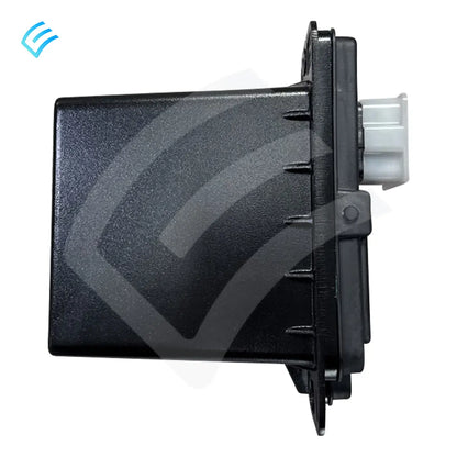 Side profile of Tesla Cybertruck 48V MV battery module with mounting flange and connector