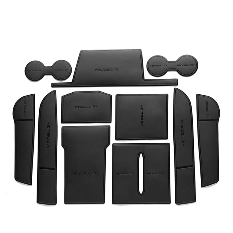2021-2024 Tesla Model 3 Highland | Car Door Slot & Cup Holder Silicone Dust Pad Set