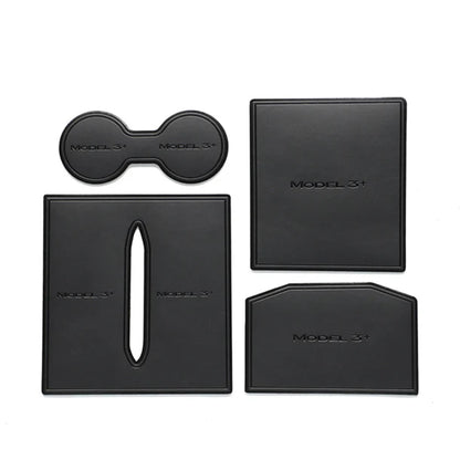 2021-2024 Tesla Model 3 Highland | Car Door Slot & Cup Holder Silicone Dust Pad Set