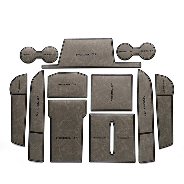 2021-2024 Tesla Model 3 Highland | Car Door Slot & Cup Holder Silicone Dust Pad Set