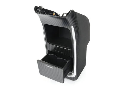 2nd Row Armrest Storage Organizer with Hidden Cup Holder & LED Light for Tesla Model Y (2020–2024)