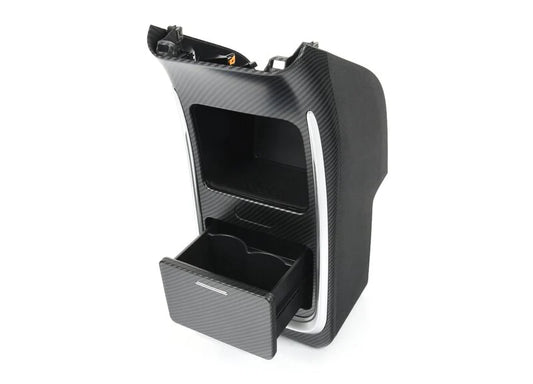 2nd Row Armrest Storage Organizer with Hidden Cup Holder & LED Light for Tesla Model Y (2020–2024)