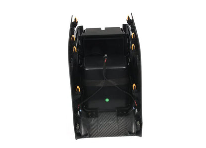 2nd Row Armrest Storage Organizer with Hidden Cup Holder & LED Light for Tesla Model Y (2020–2024)