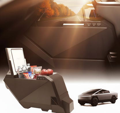 18L Center Console Floor Refrigerator for Tesla Cybertruck | Custom-Fit Portable Cooler Fridge with Dual Cooling Modes, USB-C Fast Charging & ECO Energy Saving