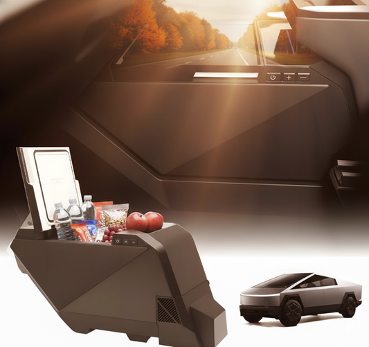 18L Center Console Floor Refrigerator for Tesla Cybertruck | Custom-Fit Portable Cooler Fridge with Dual Cooling Modes, USB-C Fast Charging & ECO Energy Saving