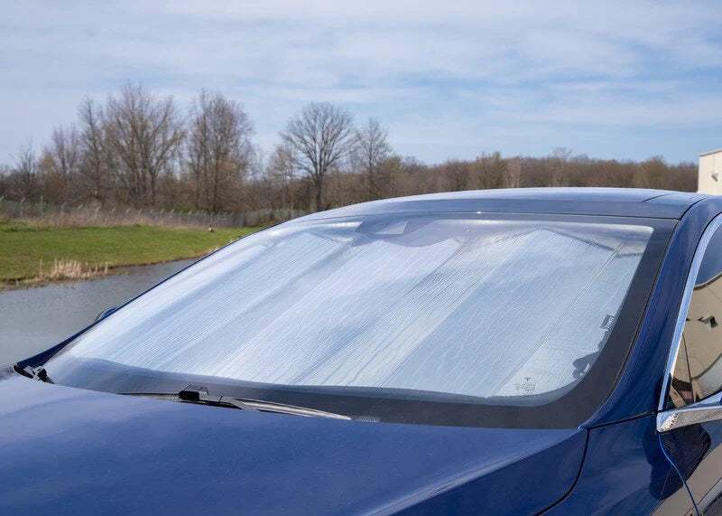 2012–2024 Tesla Model S Premium Windshield Sunshade – Custom-Fit UV & Heat Protection, Reflective Silver, Foldable with Storage Bag