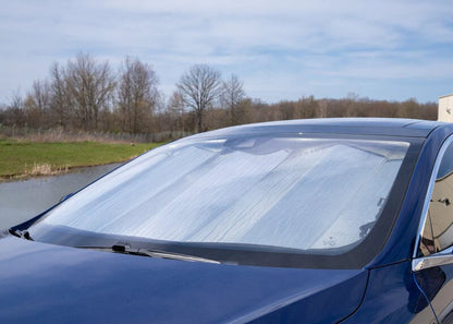 2012–2024 Tesla Model S Premium Windshield Sunshade – Custom-Fit UV & Heat Protection, Reflective Silver, Foldable with Storage Bag