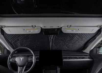 Front Foldable Windshield Sunshade for Tesla Model 3 (2017–2024) | Heat & UV Blocking, Custom Fit, 4-Layer Insulation
