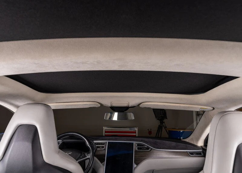 Panoramic Glass Roof Sunshade for 2012–2020 Tesla Model S – Custom Fit Mesh Shade with Removable Blackout Cover