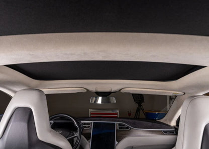 Panoramic Glass Roof Sunshade for 2012–2020 Tesla Model S – Custom Fit Mesh Shade with Removable Blackout Cover