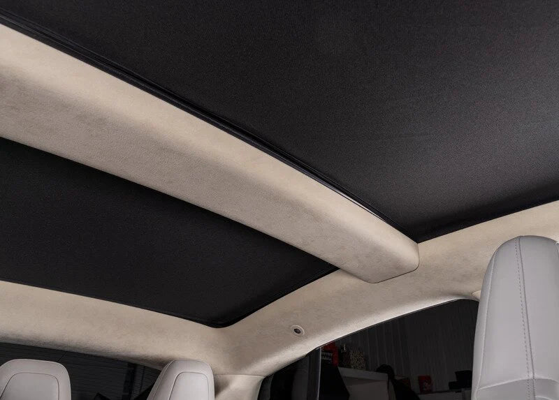 Panoramic Glass Roof Sunshade for 2012–2020 Tesla Model S – Custom Fit Mesh Shade with Removable Blackout Cover