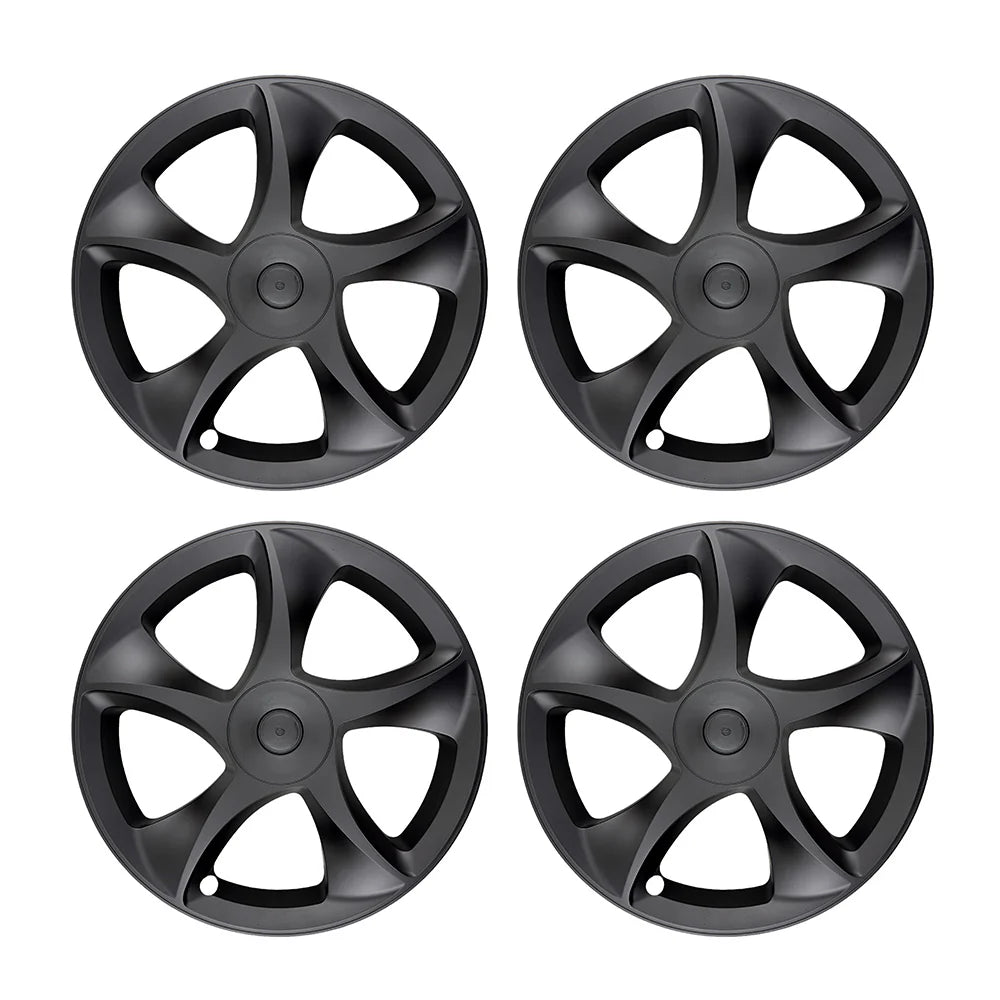 19-Inch Razor Style Crossflow Wheel Covers for Tesla Model Y Juniper 2025+ – Matte Black ABS Snap-On Hubcaps for OEM 19” Wheels (Set of 4)