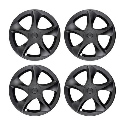 19-Inch Razor Style Crossflow Wheel Covers for Tesla Model Y Juniper 2025+ – Matte Black ABS Snap-On Hubcaps for OEM 19” Wheels (Set of 4)