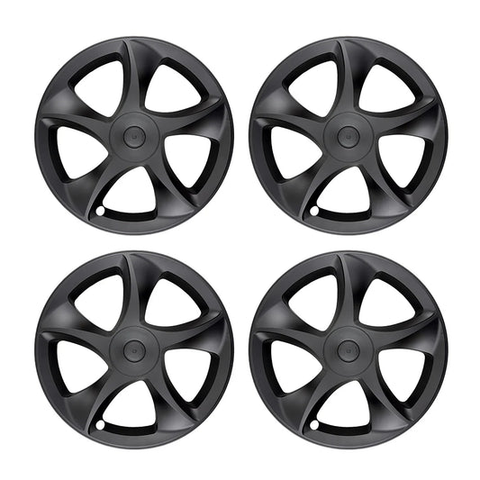 19-Inch Razor Style Crossflow Wheel Covers for Tesla Model Y Juniper 2025+ – Matte Black ABS Snap-On Hubcaps for OEM 19” Wheels (Set of 4)