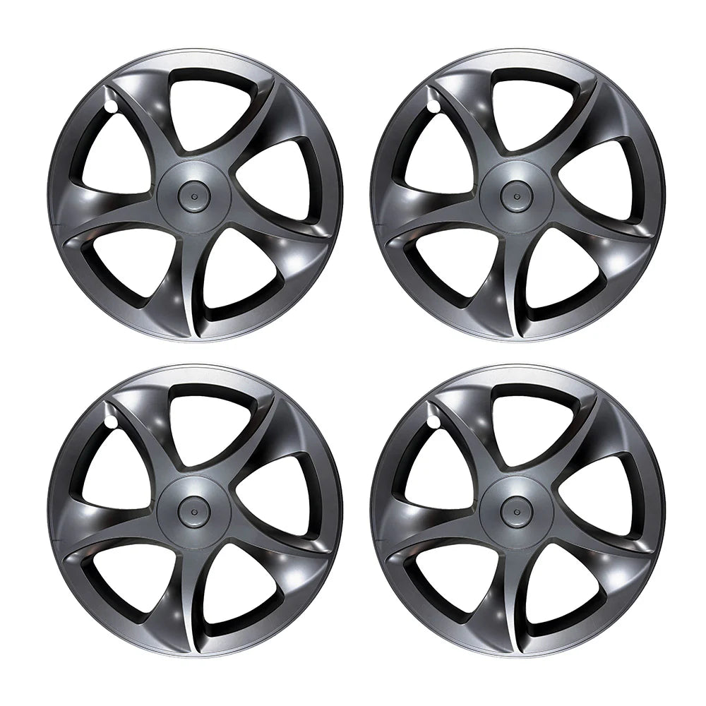 19-Inch Razor Style Crossflow Wheel Covers for Tesla Model Y Juniper 2025+ – Matte Black ABS Snap-On Hubcaps for OEM 19” Wheels (Set of 4)