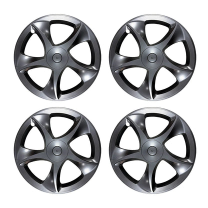 19-Inch Razor Style Crossflow Wheel Covers for Tesla Model Y Juniper 2025+ – Matte Black ABS Snap-On Hubcaps for OEM 19” Wheels (Set of 4)