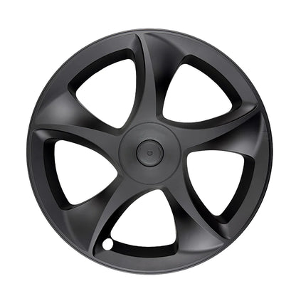 19-Inch Razor Style Crossflow Wheel Covers for Tesla Model Y Juniper 2025+ – Matte Black ABS Snap-On Hubcaps for OEM 19” Wheels (Set of 4)