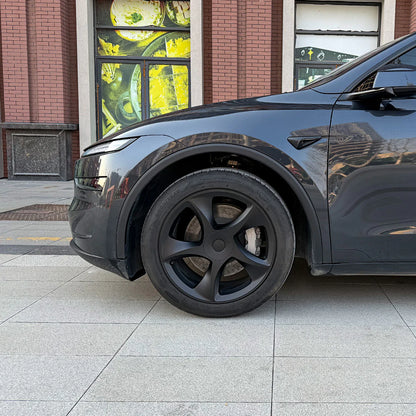 19-Inch Razor Style Crossflow Wheel Covers for Tesla Model Y Juniper 2025+ – Matte Black ABS Snap-On Hubcaps for OEM 19” Wheels (Set of 4)