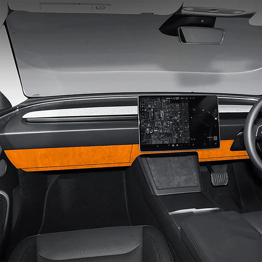 Tesla Alcantara Knee Bolster Panel & Glove Box Wraps for 2024+ Tesla Model 3 Highland & 2025+ Tesla Model Y Juniper (4PCS) – Premium Suede Interior Trim Covers with OEM Fit