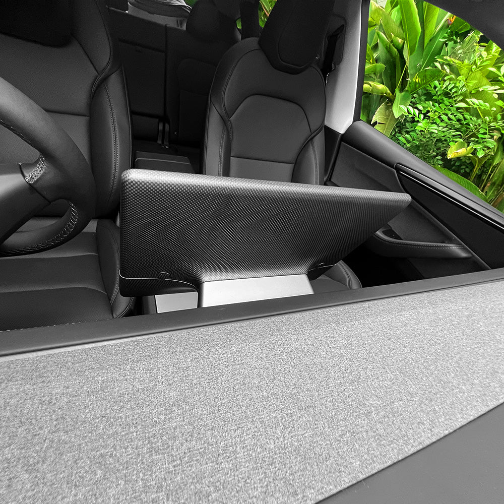 Real Dry Carbon Fiber Touchscreen Center Cover for 2024+ Tesla Model 3 Highland – 1x1 Plain Weave Gloss Screen Frame Protector Interior Trim Overlay