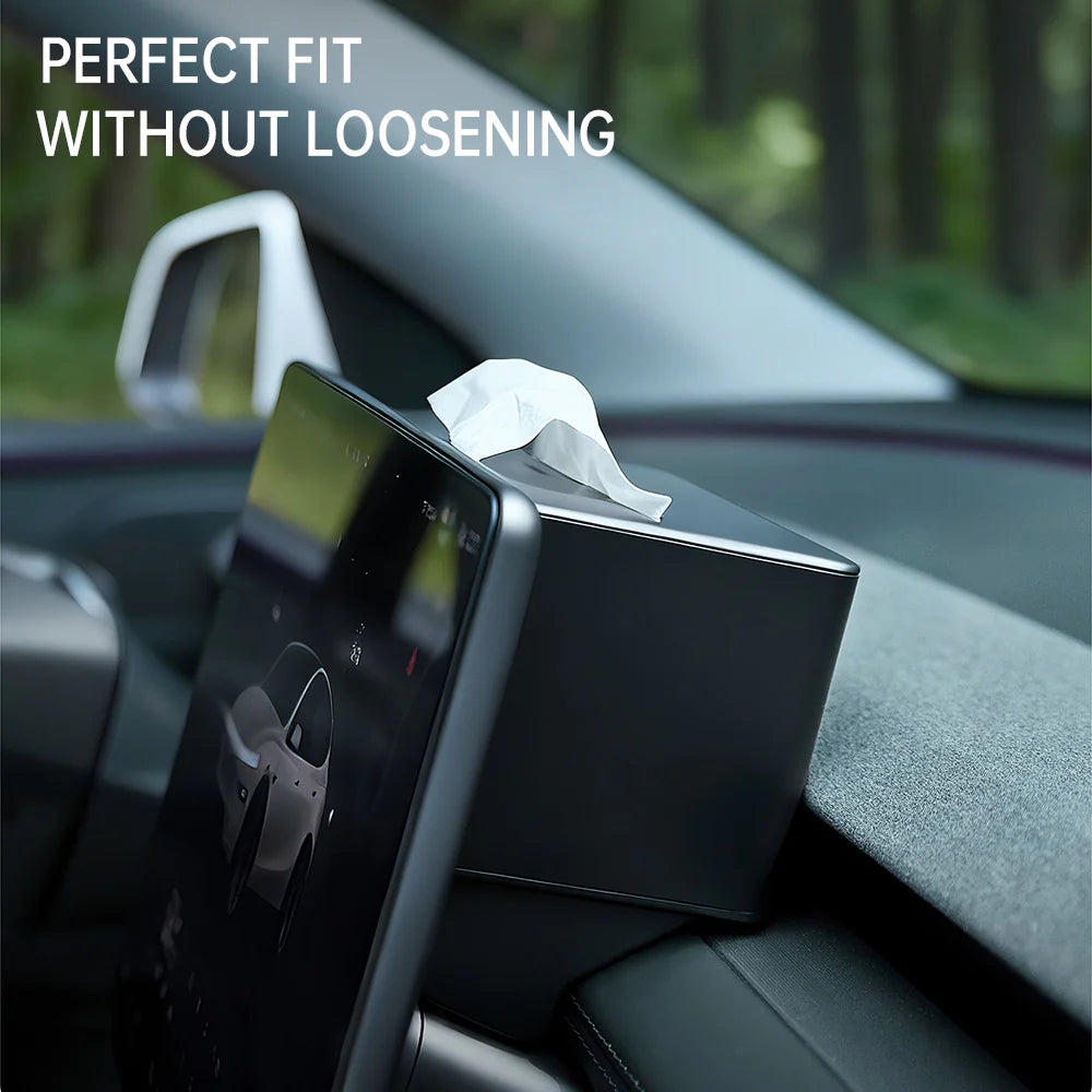 2-in-1 Behind Screen Organizer for Tesla Model Y Juniper 2025+ & Model Y L 2026 – Hidden Tissue Holder & Sunglasses Storage Tray (No Adhesive, Custom Fit Interior Accessory)