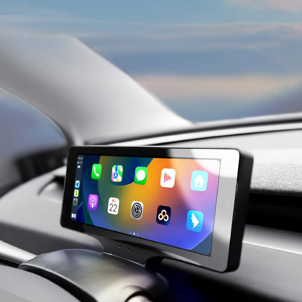 Gear Shift Stalk & 7" Dashboard Display with Wireless Apple CarPlay & HiCar for Tesla Model 3 (2023–2026) & Model Y (2025–2026 Juniper) – Plug & Play Instrument Cluster Retrofit Kit