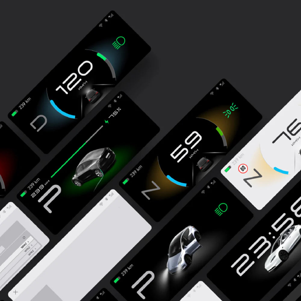 Gear Shift Stalk & 7" Dashboard Display with Wireless Apple CarPlay & HiCar for Tesla Model 3 (2023–2026) & Model Y (2025–2026 Juniper) – Plug & Play Instrument Cluster Retrofit Kit