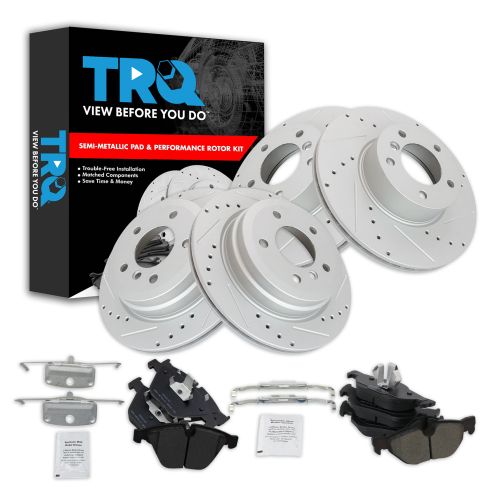 2011 BMW 328i Brake Pads and Rotors – Front & Rear Semi-Metallic Performance Kit TRQ BKA35662