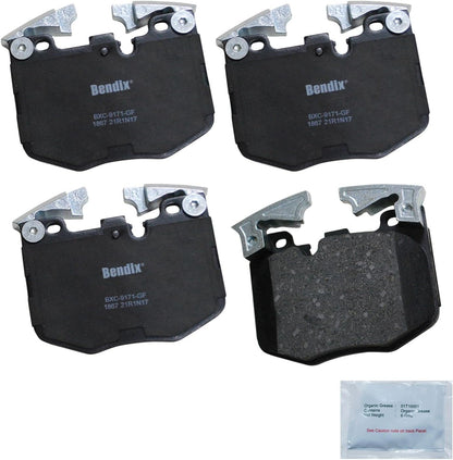 2023 BMW 330i Front Brake, The Bendix Priority1 CFC1867 ceramic brake pads are high-quality and durable, providing excellent stopping power with reduced brake dust and noise.