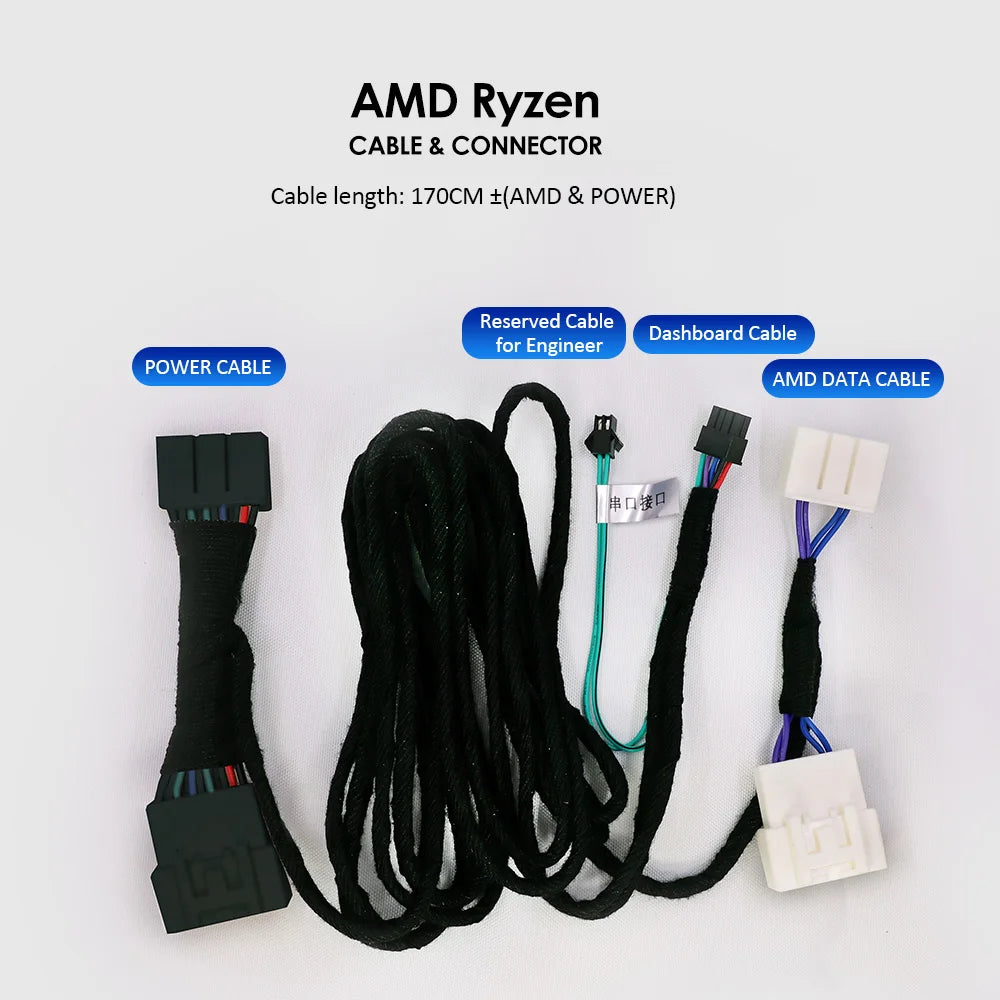 2023 New Model 3 Y 6.2'' HUD, AMD Ryzen power cable is a 170cm long accessory designed for Engineer Dashboard and POWER connections.