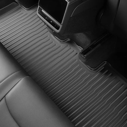 2025+ Tesla Model Y Juniper Right-Hand Drive TPE All-Weather Floor Mats with Detachable Carpet Liners – Custom OEM Fit Interior Protection for Tesla Model Y RHD Standard, Long Range & Performance